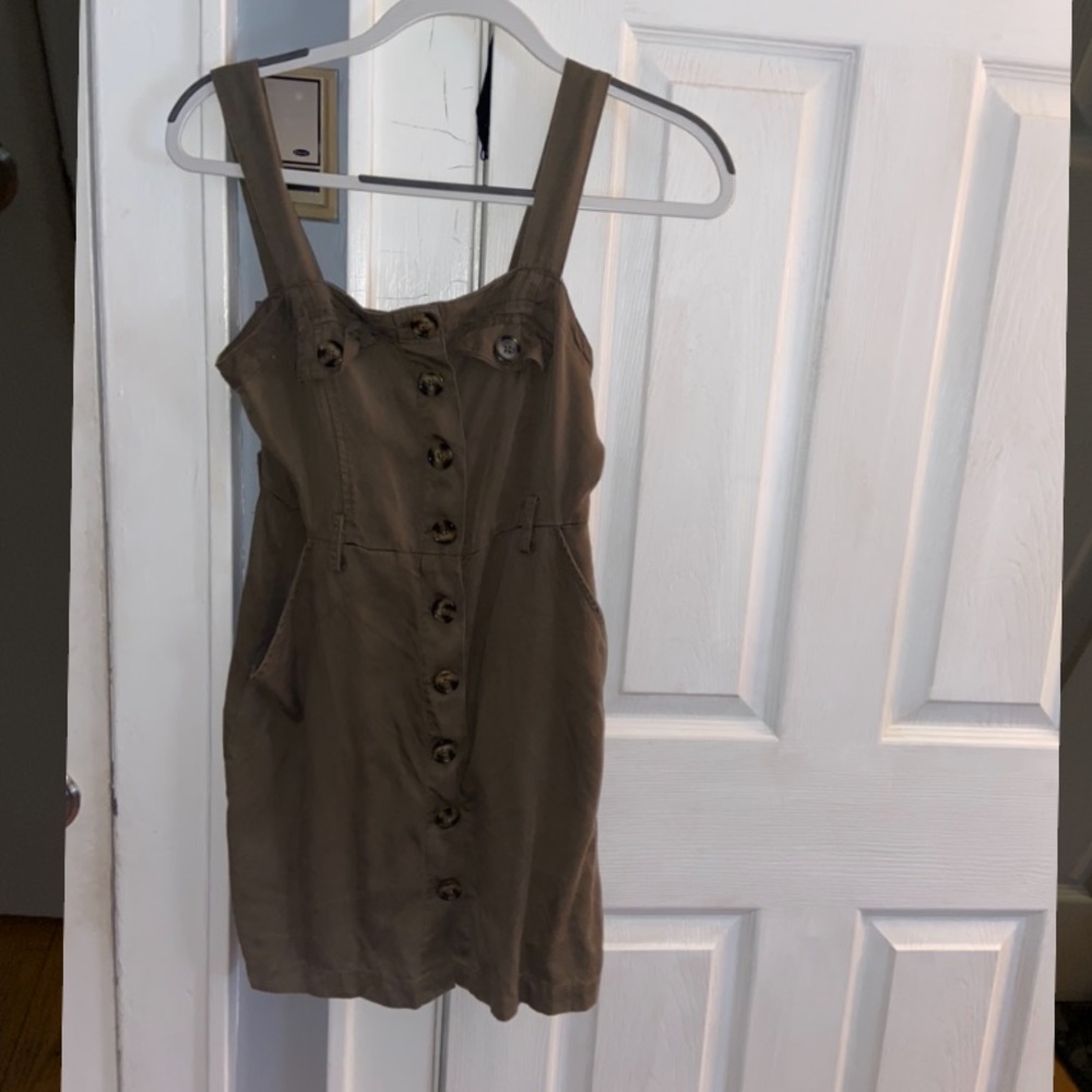 Army green forever 21 button dress